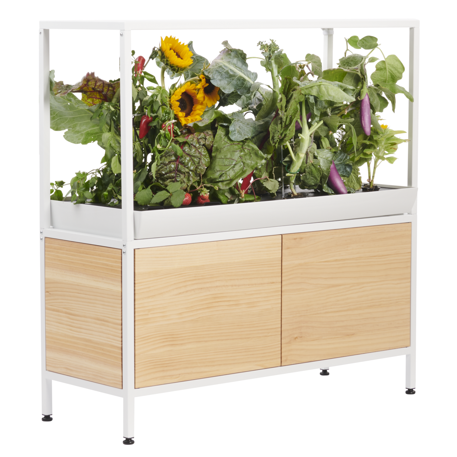 A rose gold hard-shell suitcase with black handles and four wheels.