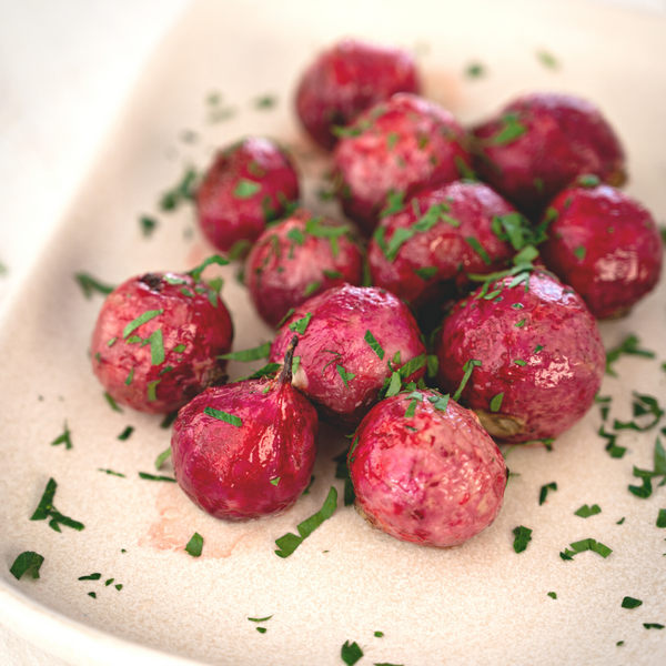Roasted radishes with fresh herbs