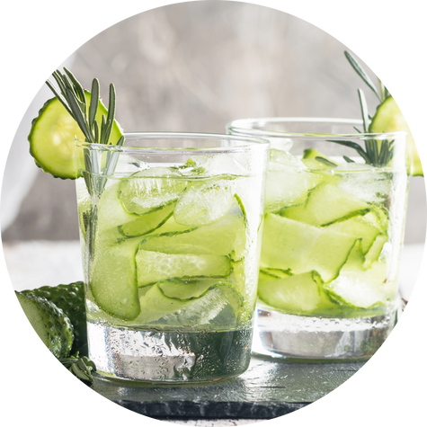 Refreshing cucumber rosemary infused water