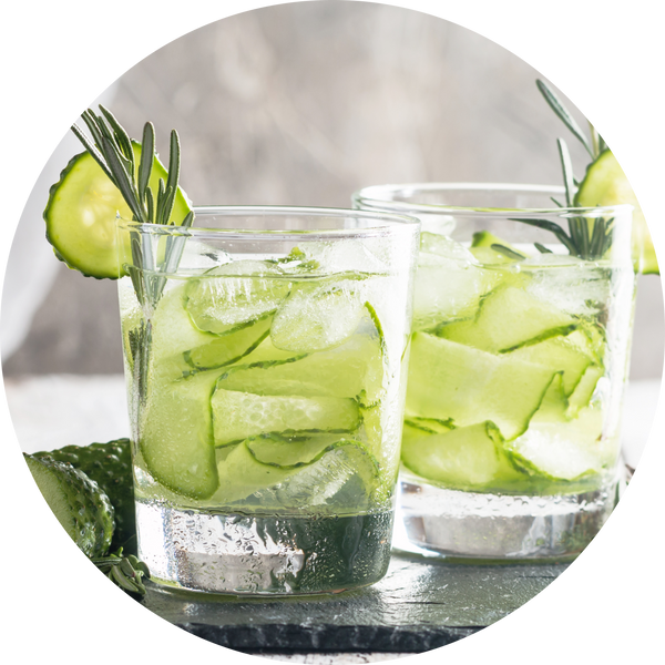Refreshing cucumber rosemary infused water